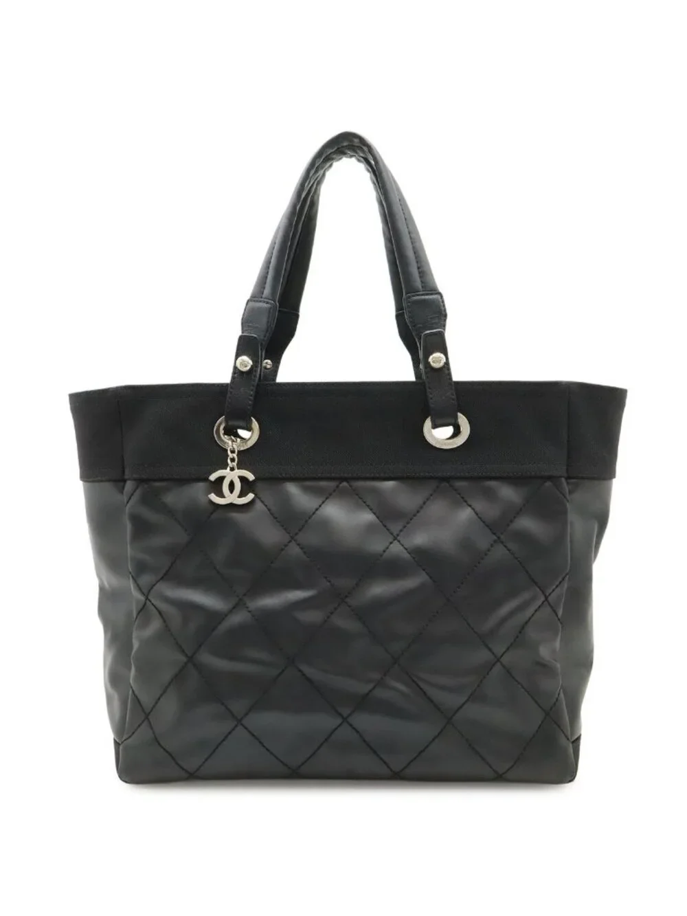 Chanel Paris Biarritz Tote MM Black Silver